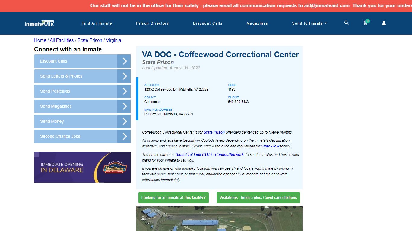 VA DOC - Coffeewood Correctional Center - InmateAid