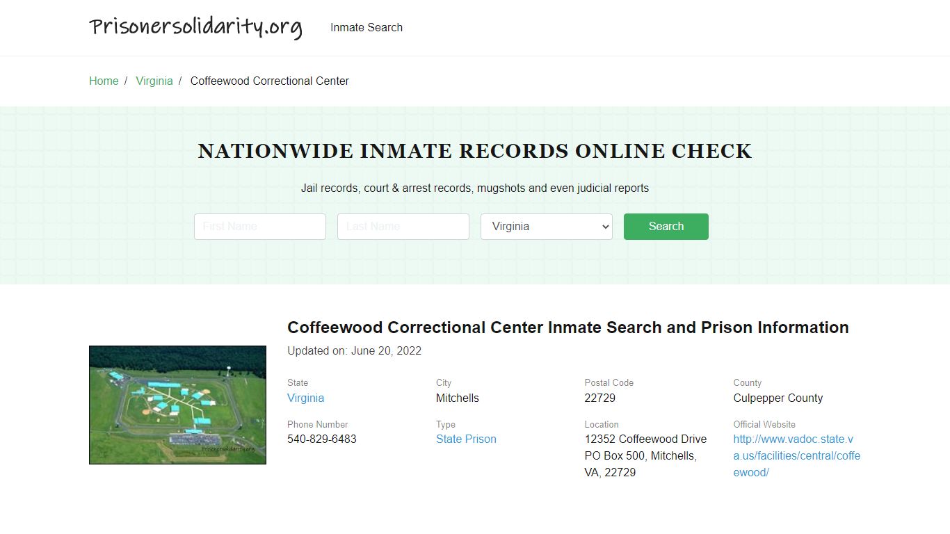 Coffeewood Correctional Center Inmate Search, Visitation, Phone no ...